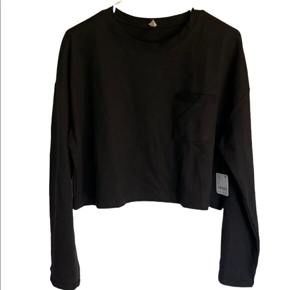 Free People Sunny Set Matching Black Shorts and Long Sleeves Crop Top.Size M - Picture 7 of 16